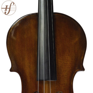 Violino antigo de origem e ano desconhecidos. Pelo formato do corpo e algumas características da fabricação, estima-se ter mais de 50 anos e que provavelmente tenha sido fabricado nos EUA.
