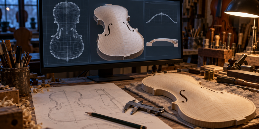 Do bloco de madeira ao instrumento como a CNC é usada na construção de violinos, violas, cellos e contrabaixos