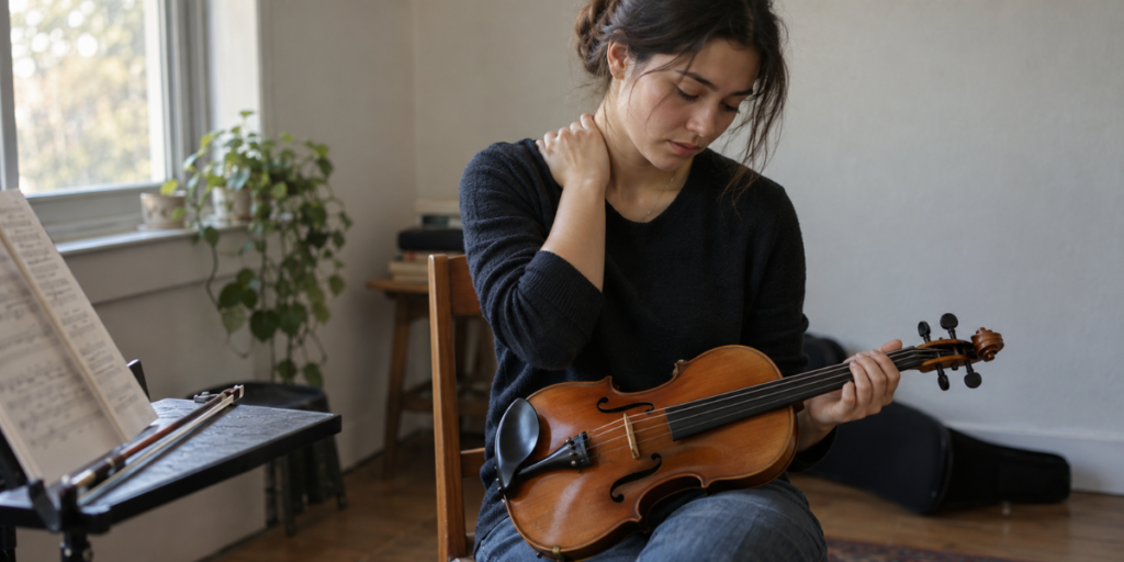 Dor ao tocar violino, viola ou violoncelo